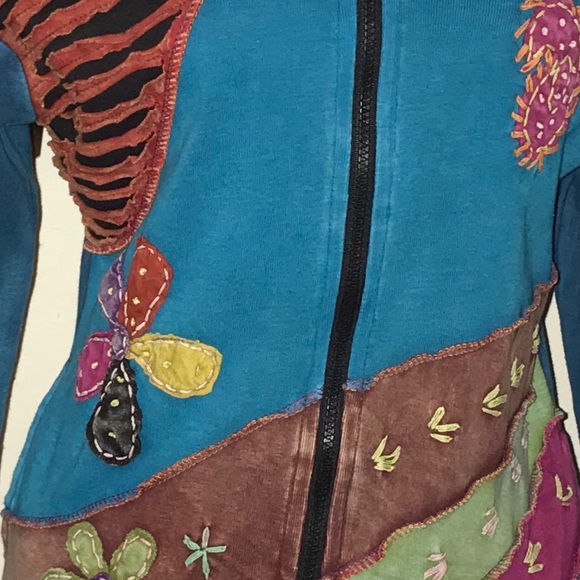 Women’s bohemian hippie style zipper hoodie - Picture 3 of 6